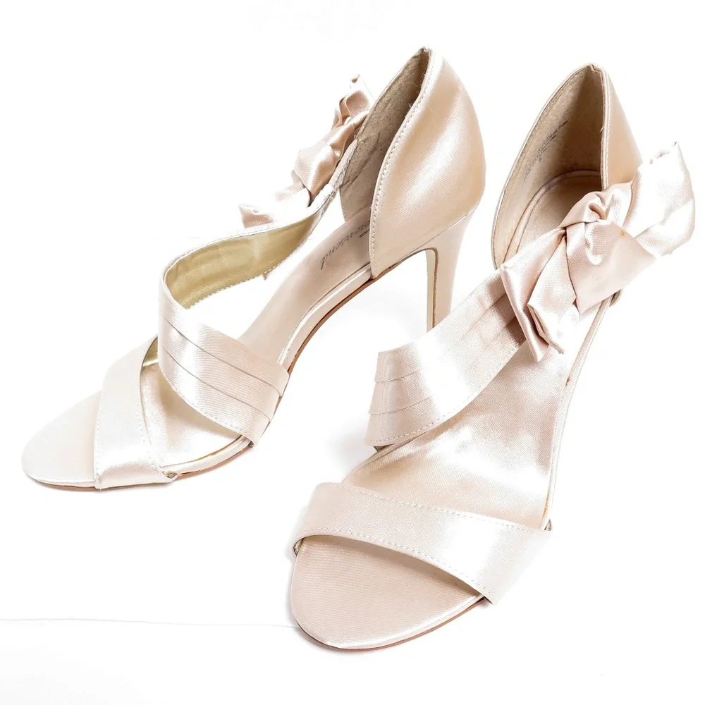 LULU TOWNSEND Satin Champagne High Heel Shoes - Picture 1 of 8